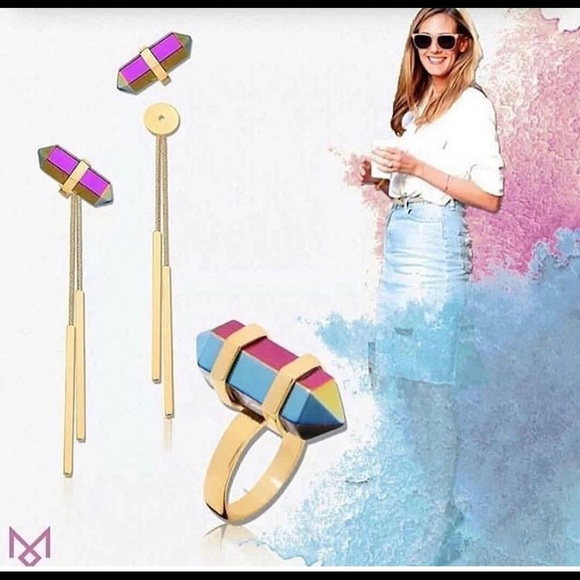 Multicolor natural stone 18k gold plated - Picture 4 of 6